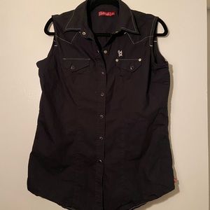 Cruel Girl short sleeve pearlsnap blouse